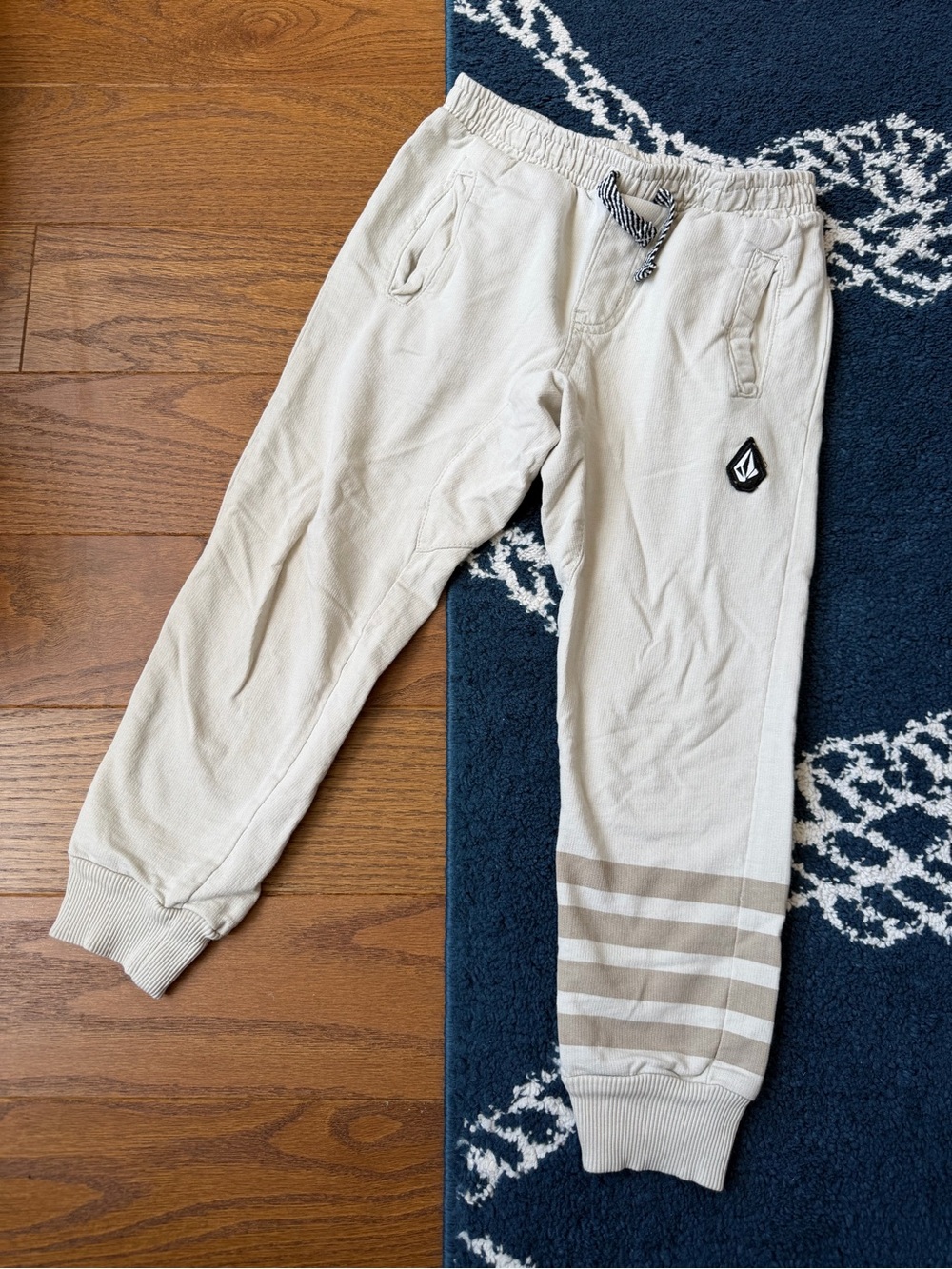 Volcom Kids Light Beige Joggers with Stripe Cuff